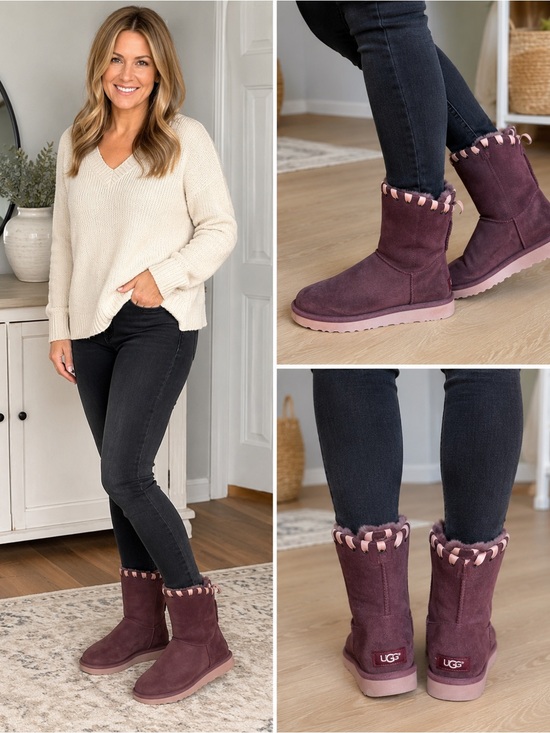 UGG Shoes - UGG Aidah 1018627 Women’s Size 9 Plum Burgundy Sheepskin Suede